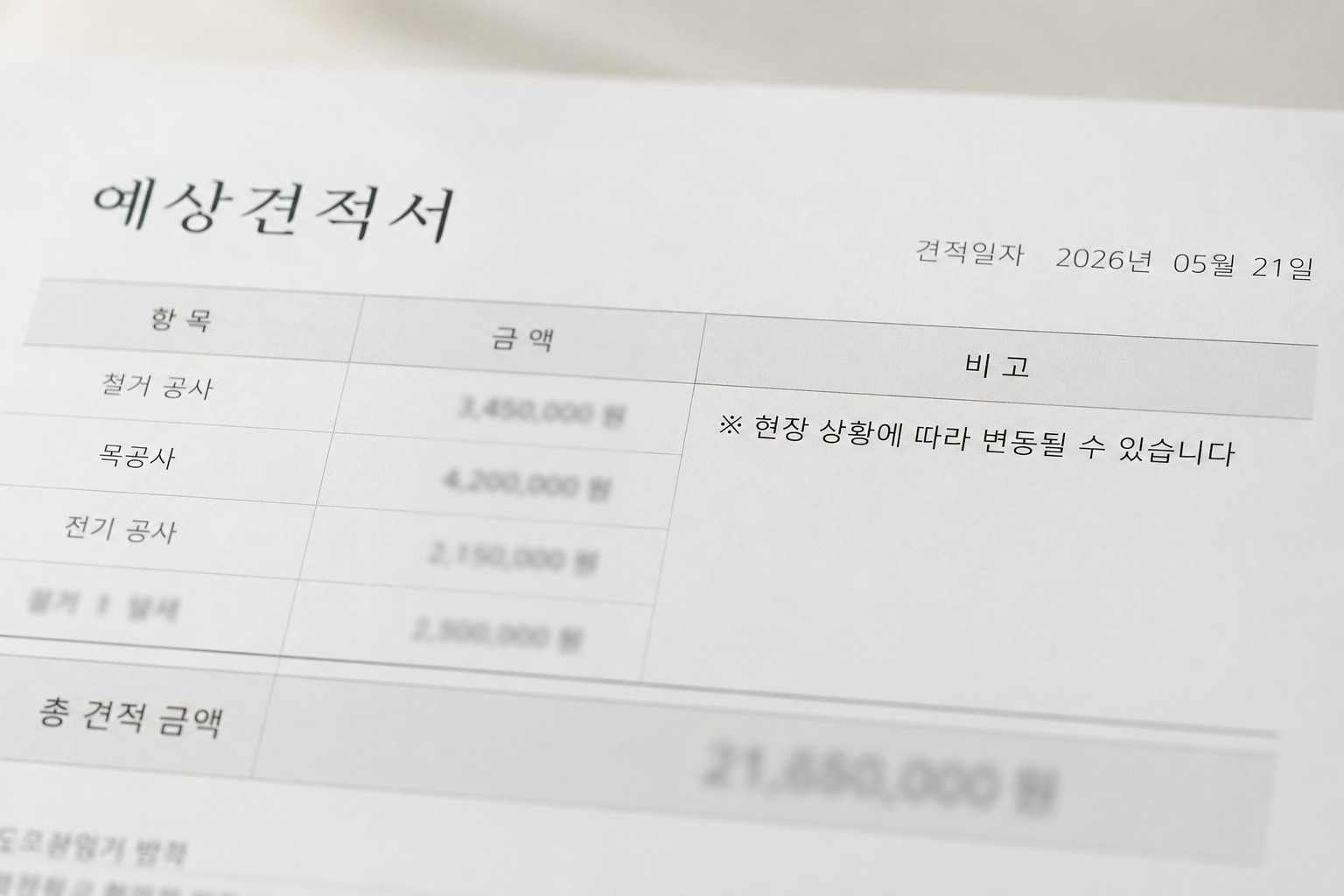 예상견적서